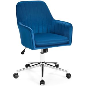 Slickblue Velvet Accent Office Armchair with Adjustable Swivel and Removable Cushion - Blue