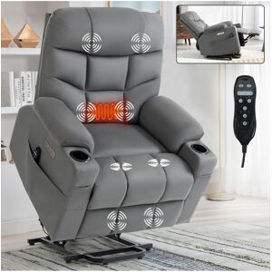 Simplie Fun 350 Lbs Power Lift Recliner with Massage and Heating - Grey