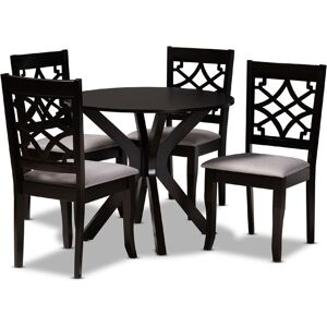 Baxton Studio Elena Modern and Contemporary Fabric Upholstered 5 Piece Dining Set - Dark Brown