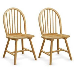 Sugift Set of 2 Vintage Windsor Wood Chair with Spindle Back for Dining Room - Natural