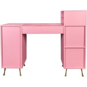 Simplie Fun Manicure Table, Nail Makeup Desk With Drawers - Pink