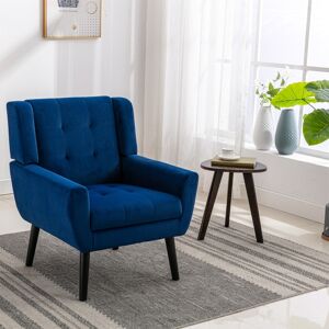 Simplie Fun Modern Soft Velvet Material Ergonomics Accent Chair Living Room Chair Bedroom Chair Home Chair With Black Legs For Indoor Home - Blue