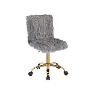 Simple Relax Faux Fur Office Chair with Armless in Gray and Gold - Gray and gold