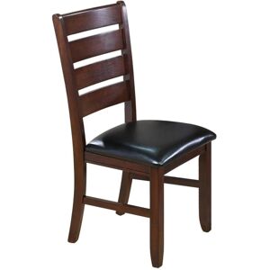 Simplie Fun 2 Contemporary Dining Chairs: Solid Wood, Faux Leather - Brown