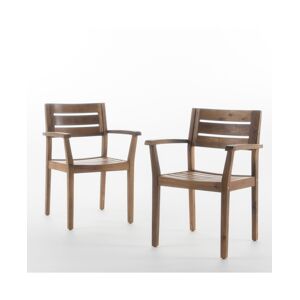 Noble House Stamford Outdoor Dining Chairs, Set of 2 - Brown