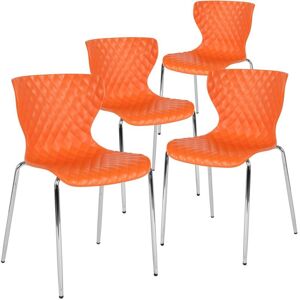 Emma+oliver 4 Pack Contemporary Design Plastic Stack Chair - Orange