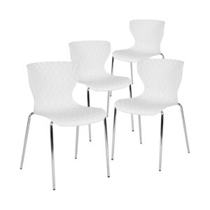 Emma+oliver 4 Pack Contemporary Design Plastic Stack Chair - White