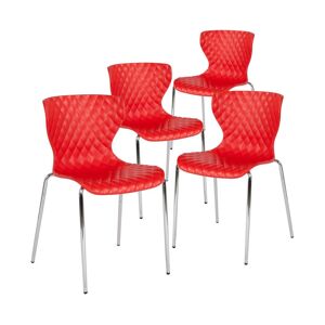 Emma+oliver 4 Pack Contemporary Design Plastic Stack Chair - Red