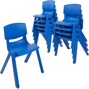 ECR4Kids 12in Plastic School Stack Chair, Blue, 10-Piece - Blue