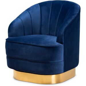 Furniture Fiore Glam and Luxe Upholstered Swivel Accent Chair - Navy