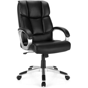 Slickblue Big and Tall Adjustable High Back Leather Executive Computer Desk Chair - Black