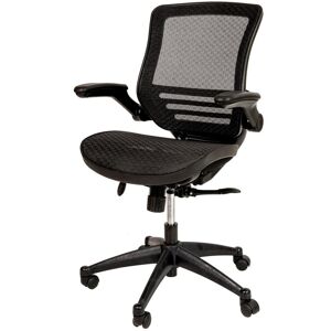 Emma+Oliver Mid-Back Transparent Mesh Executive Swivel Office Chair With Flip-Up Arms - Black mesh/black frame