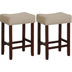 Slickblue Set of 2 25 Inch Bar Stool with Curved Seat Cushions - Beige, Brown