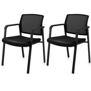 Costway Conference Chairs Set of 2 Stackable Office Guest Mesh Chairs - Black