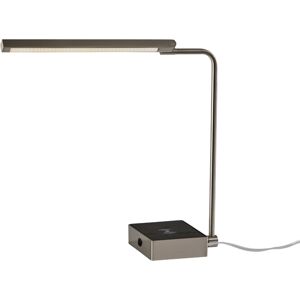 Adesso Sawyer Led Adessocharge Wireless Charging Desk Lamp - Brushed Steel Black Leather