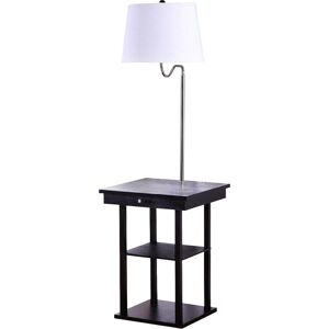 Brightech Madison Table & Led Lamp Combo with Usb Port and Outlet - Classic Black/ White