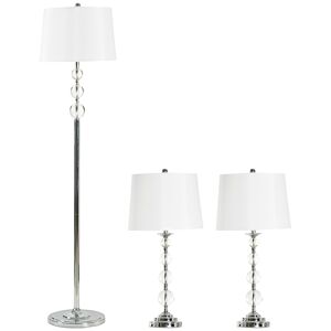Stylecraft Home Collection StyleCraft Set of 3 Chrome and Glass Accents Lamps: 2 Table Lamps and 1 Floor Lamp