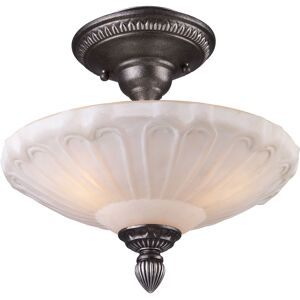 Macy's Restoration Flush 3-Light in Dark Silver with White Antique Glass - Silver