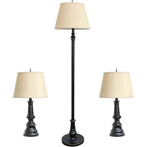 All The Rages Elegant Designs Restoration Bronze Three Pack Lamp Set (2 Table Lamps, 1 Floor Lamps) - Bronze