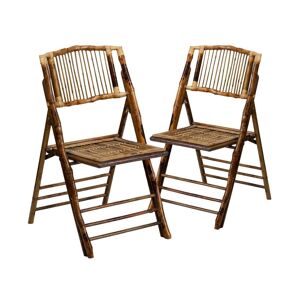 Emma+oliver Bamboo Folding Chairs Set Of 2 Bamboo Wood Folding Chairs - Bamboo