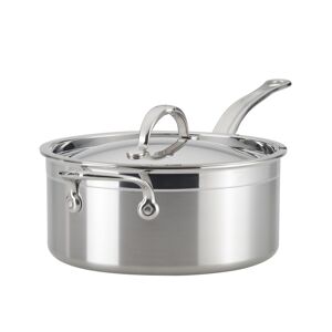Hestan ProBond Clad Stainless Steel 4-Quart Covered Saucepan with Helper Handle - Silver