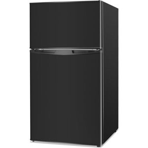 Costway 3.2 Cu.Ft Mini Refrigerator with Freezer Compact Fridge with 2 Reversible Door - Black