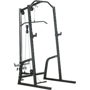 Soozier Power Cage with Pulley System, Squat Rack, Pull up / Push up Stand - Black