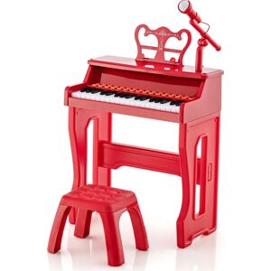 Slickblue 37 Keys Music Piano with Microphone Kids Piano Keyboard with Detachable Music Stand-Red - Red