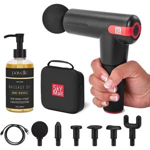 SkyMall Deep Tissue Massage Gun - Portable Percussive Muscle Massager Includes 6 Head Attachments+ pavelle Sore Muscle Massage Oil for Massage Therapy