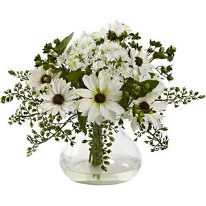 nearly natural Mixed Daisy Floral Arrangement, White