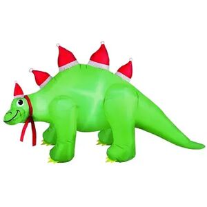 Occasions Air Flowz 5 Foot Inflatable Stegosaurus w/ Santa Hats Yard Decoration, Multicolor