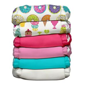Charlie Banana Hybrid All-in-One Reusable Cloth Diapers - 6 Pack, Dessert