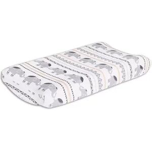 The Peanutshell Boho Elephants Changing Pad Cover, Multicolor