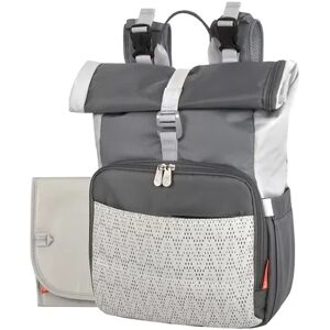 Fisher-Price Fisher Price Multi-Pocket Grey Roll Top Diaper Bag Backpack with Portable Changing Pad with Pockets