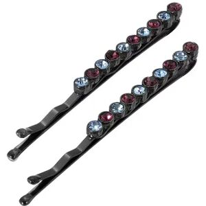 1928 Amethyst Color & Light Blue Simulated Crystal Bobby Pins Set