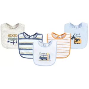 Hudson Baby Infant Boy Cotton Bibs, Gone Surfing, One Size, White