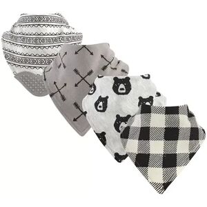 Yoga Sprout Baby Boy Cotton Bandana Bibs 4pk, Bear Hugs, One Size, Grey