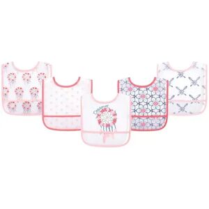 Yoga Sprout Baby Girl Waterproof PEVA Bibs 5pk, Dream Catcher, One Size, Med Pink
