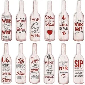 Paper Junkie Fun Wine Bottle Magnets for Refrigerators (4 in, 12 Pack), Brt Red