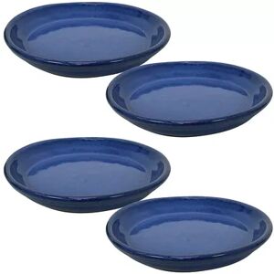 Sunnydaze Decor Sunnydaze 9 in Glazed Ceramic Flower Pot/Plant Saucer - Blue - Set of 4, Brt Blue