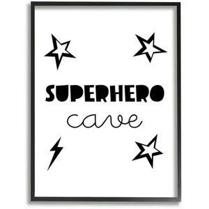 Stupell Home Decor Superhero Cave Kids Room Sign Stars Lightening Bolt Wall Art, White, 11X14