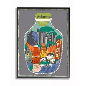 Stupell Home Decor Vintage City Jar Atlanta Georgia Interesting Fun Facts Wall Art, Grey, 24X30