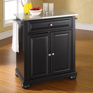 Crosley Furniture Alexandria Stainless Steel Top Kitchen Island, Black