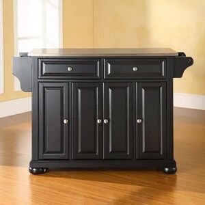 Crosley Furniture Alexandria Steel-Top Kitchen Island, Black