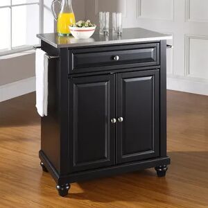 Crosley Furniture Cambridge Stainless Steel Top Kitchen Island, Black