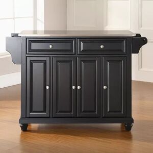 Crosley Furniture Cambridge Wide Stainless Steel Top Kitchen Island, Black