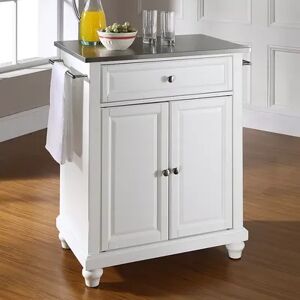 Crosley Furniture Cambridge Stainless Steel Top Kitchen Island, White