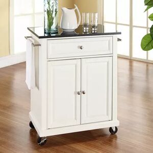 Crosley Furniture Black Granite Top Kitchen Island Cart, White