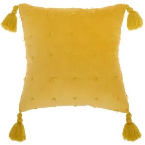 Mina Victory Life Styles Hand Knotted Velvet Throw Pillow, Yellow, 18X18