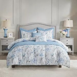 Madison Park Zayden Printed Seersucker Comforter and Coverlet Set, Blue, King